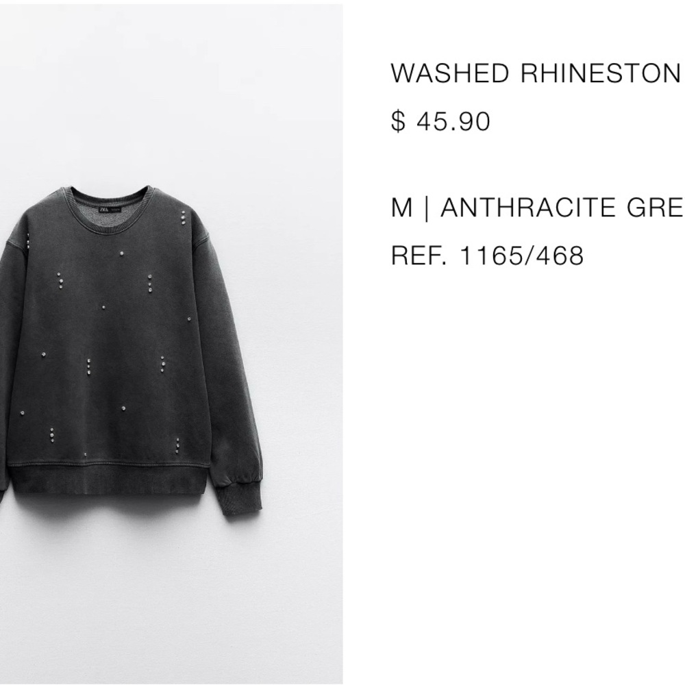 Zara Anthracite Gray Rhinestone Sweater